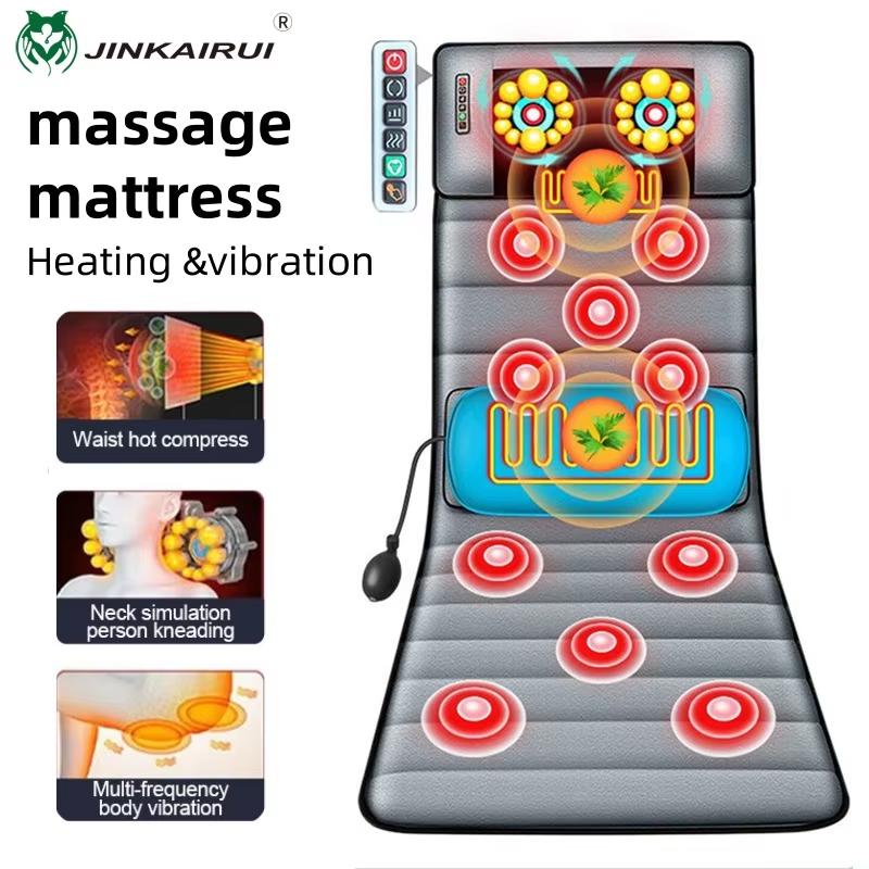 Electric Massage Mattress Kneading Vibrating Heating Lumbar Neck Back Relaxation Home Office Health Care