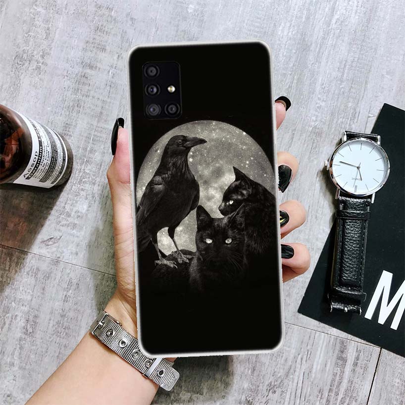 Чехол для телефона с изображением ворона и темного черепа для Samsung Galaxy A12 A22 A32 A42 A52 A72 A51 A71 5G A41 A31 A21 A02S M12 M21 M31 M30S Fundas