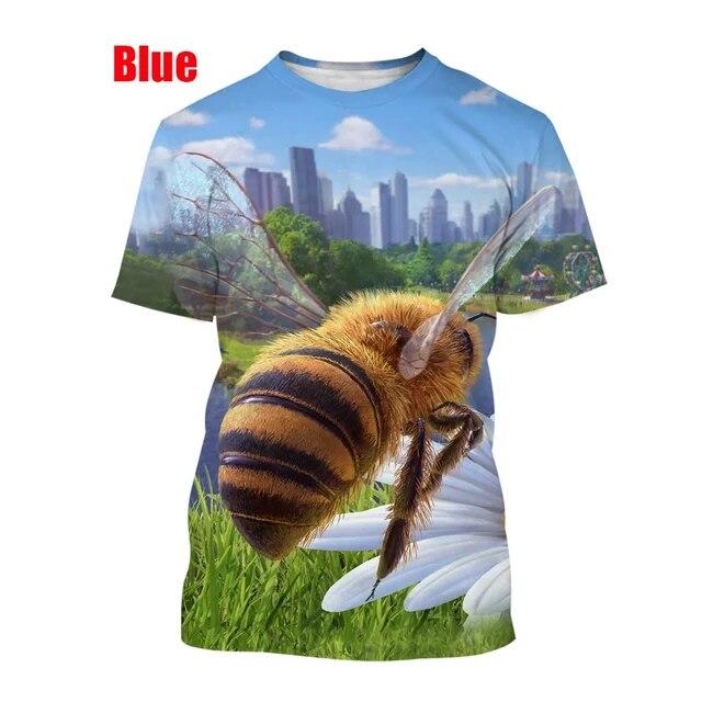 2022 Новая модная футболка с 3D принтом пчелы, летняя повседневная мужская/женская дышащая футболка в стиле хип-хоп с коротким рукавом