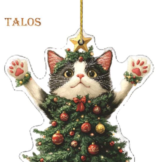 1/2 шт. Рождественский кулон, украшение в виде рождественского шара, украшение в форме кошки, праздничное подвесное украшение со шнурком, рождественский подарок