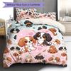 Розовое постельное белье с рисунком мультяшного щенка, Комплект с одеялом, Пододеяльник, Наволочка, Домашний подарок на день рождения (1 пододеяльник + 2 наволочки, без наполнителя)