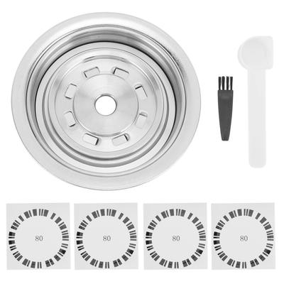 Адаптер для кофейных капсул из нержавеющей стали с наклейками, ложкой-щеткой, конвертером для кофейных капсул для Delonghi