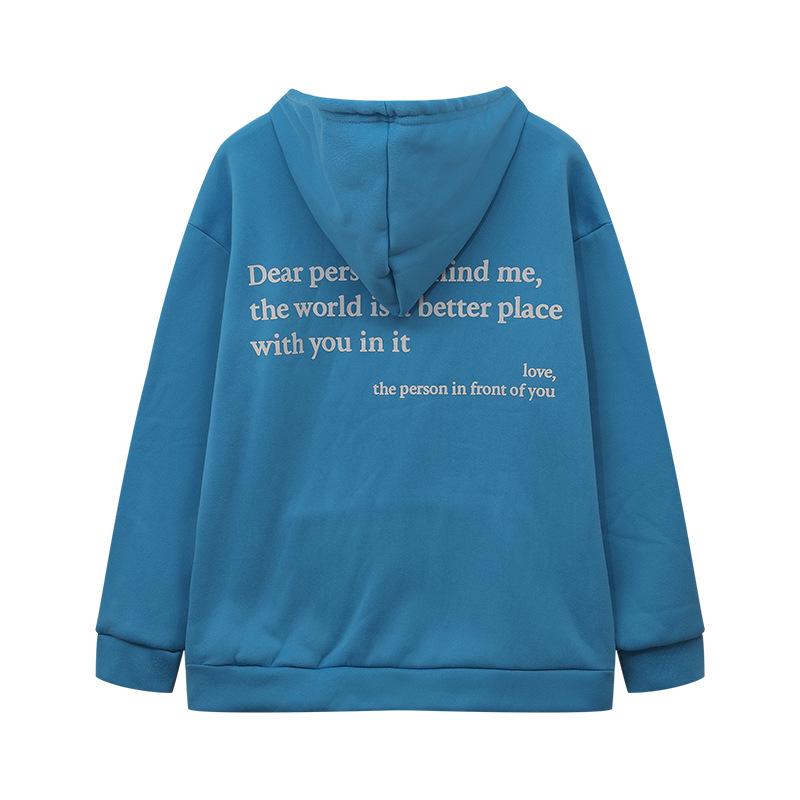 2023 Women's Fleece-Lined Hoodie with Letter Print & Kangaroo Pocket