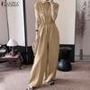 Womens Turn Down Collar Casual Short Sleeve Long Jumpsuits Dungaree