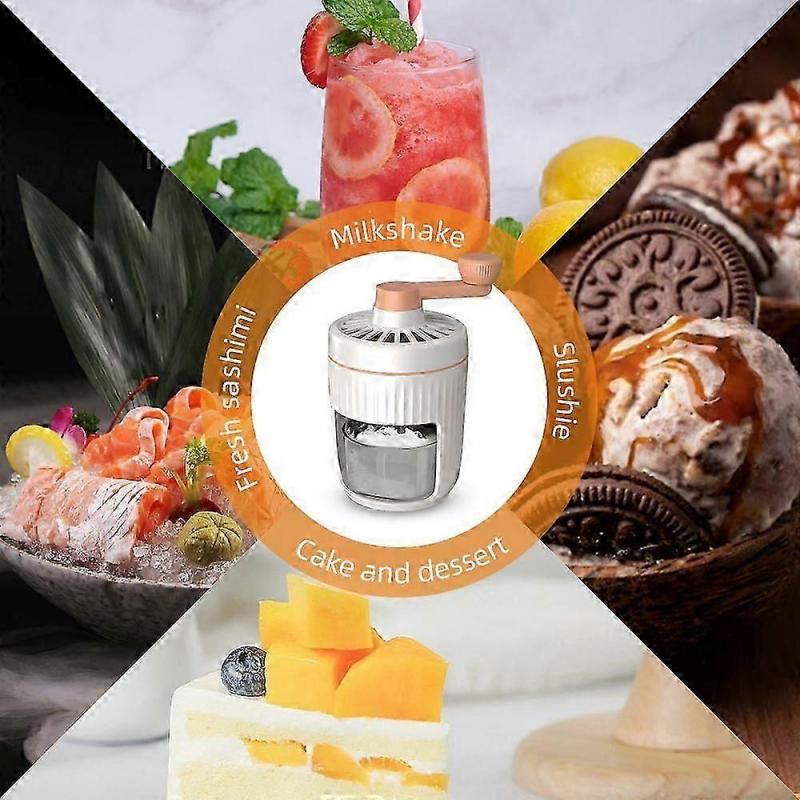 Shaved Ice Machine - Hand Crank Slushie Maker Machine with Free Ice Cube Tray Portable Snow Cone Machine with Stainless Steel Blades for Ice Cream / S