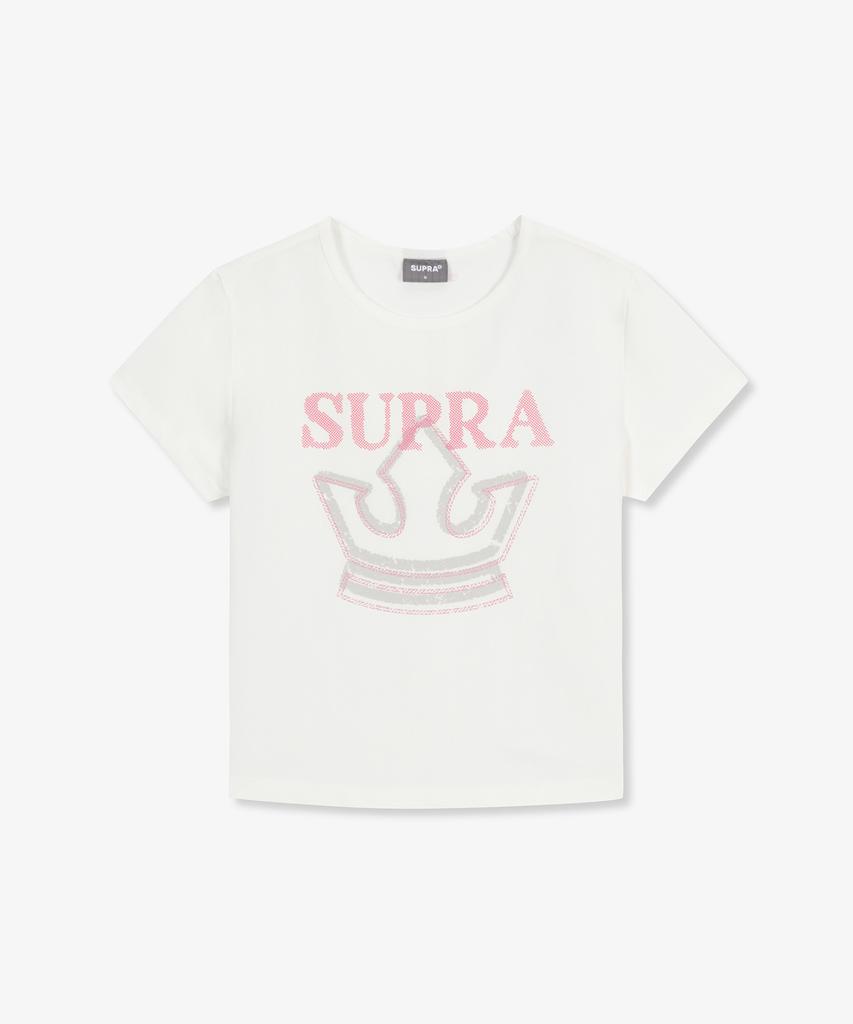 Женская кроп-футболка SUPRA с логотипом-короной (белый)