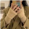 Winter Warm Mink Fleece Half Finger Gloves Women Girls Soft Mittens Winter Warm Fashion Solid Plush Knitted Fingerless Gloves