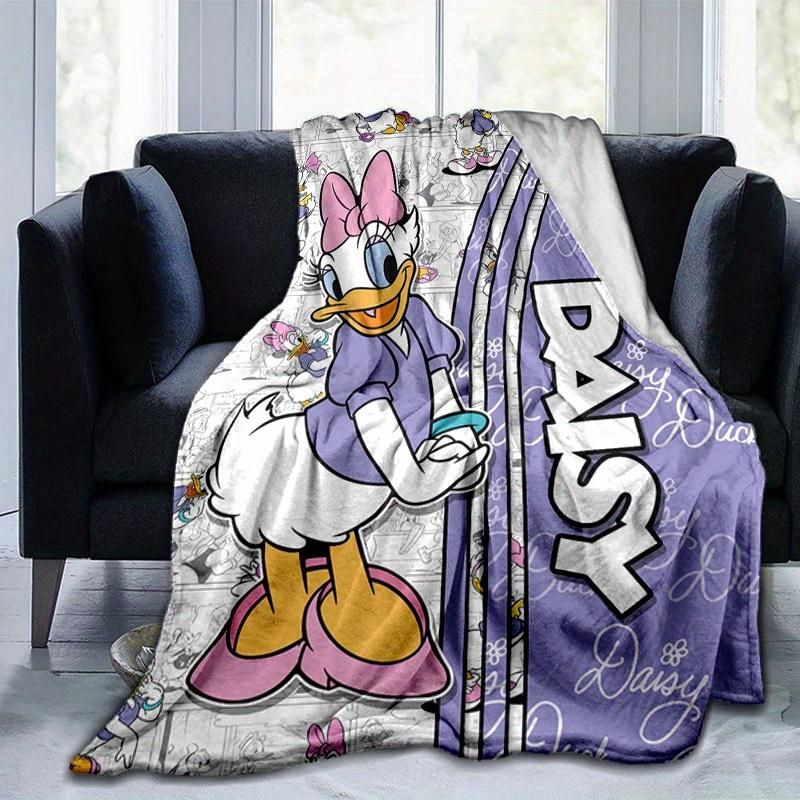 1pc. Cartoon Daisy Duck Print Blanket, Seasonal Home Decor Gift for All Seasons,Soft Flannel Throw Blanket, Versatile & Cozy for Bedroom, Li