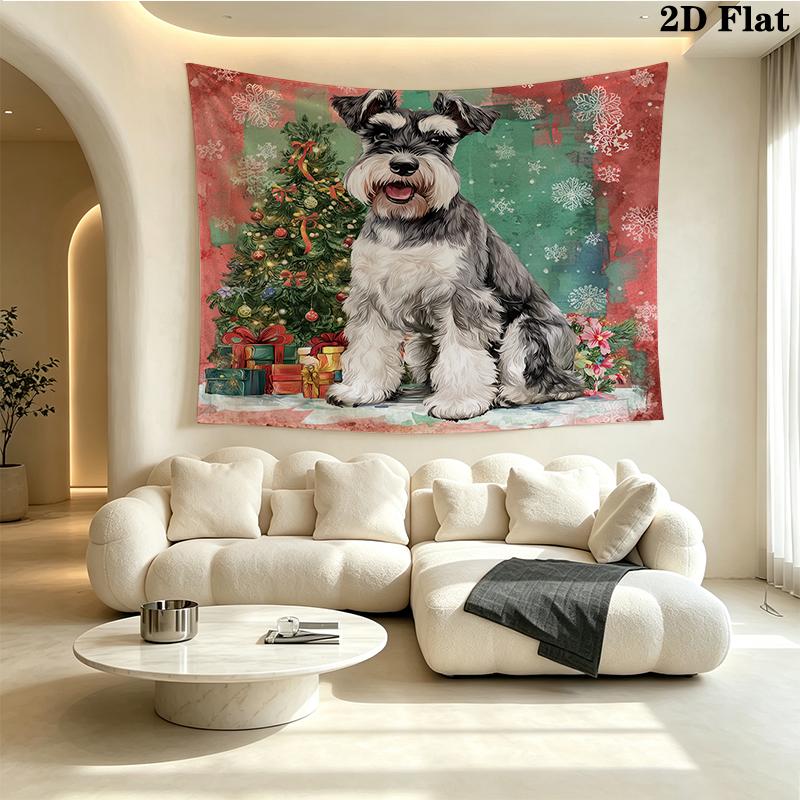 Christmas dog Wall tapestry, aesthetic printed fabric blanket, suitable for bedroom, living room, and home decor.