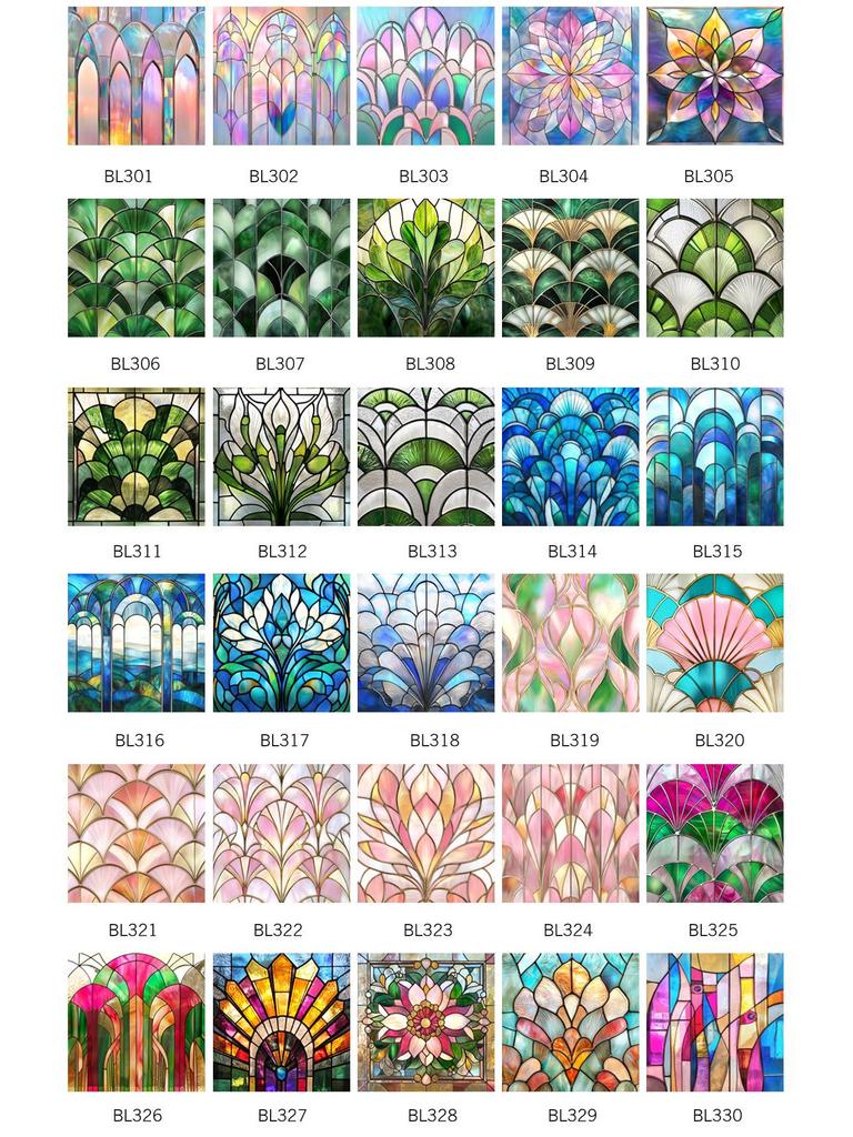 BL301-330 Цветная ПВХ Статическая Пленка для Окон - Без Клея Домашнее Украшение