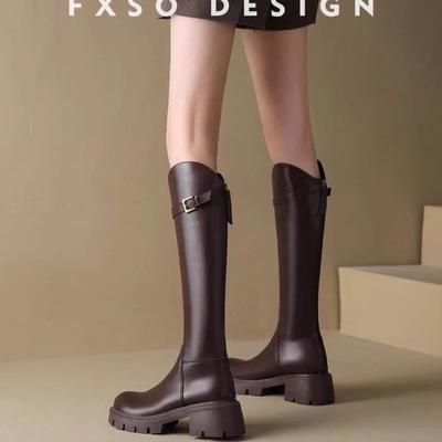 Женские сапоги до колена, модные длинные сапоги рыцаря на квадратном каблуке, осенне-зимние теплые короткие плюшевые туфли