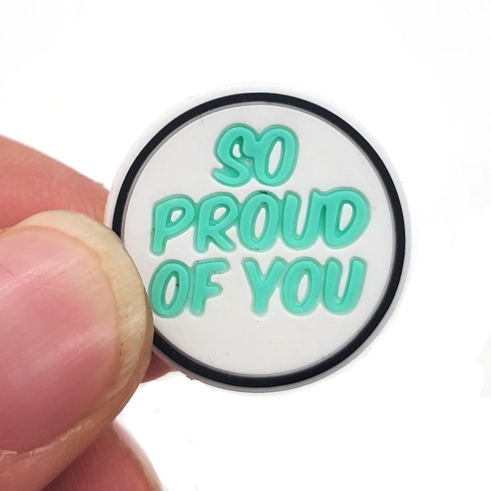 Серия фраз с буквами Мультяшные украшения для обуви-сабо: Милые ПВХ цветы и пряжки