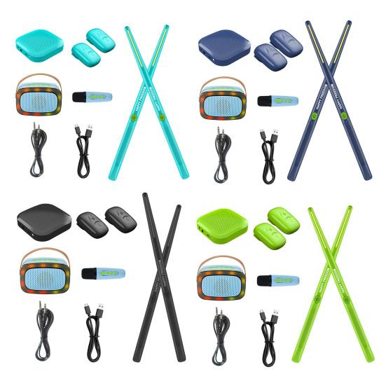 1 комплект воздушной барабанной установки с барабанными палочками, педалями, аудиоконвертером, динамиком, 3D-датчиком движения, электрическая барабанная установка для начинающих, виртуальный барабан, ударный инструмент