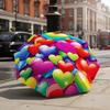1pc Automatic Umbrella with Colorful Hearts Canopy & Automatic Opening/Closing - Portable Collapsible Umbrella Suitable for &,