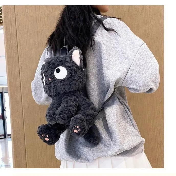 2025 Милый плюшевый детский школьный рюкзак с изображением котенка, черного кота, детская сумка, мультяшный подарок на день рождения, рюкзак с изображением маленькой куклы-кошки