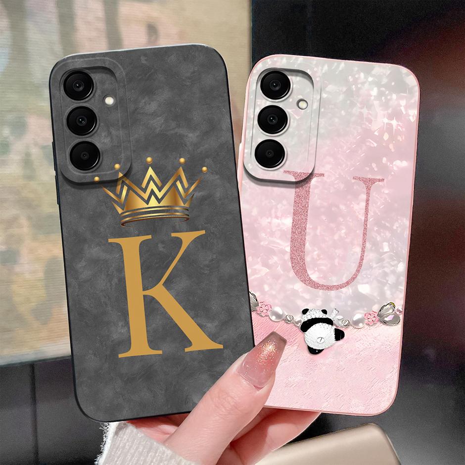 Case For Samsung Galaxy A25 A26 A36 A56 5G Cute Cartoon Panda 26 Letters Silicone Cover For SamsungA36 A56 GalaxyA25 A26 Fandas