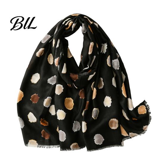 Polka Dot Shawl Wrap Silk Scarf for Women, Lightweight Tassel Shawl, Elegant Soft Breathable Winter Warm Neck Wraps Spring Summer Autumn Winter,