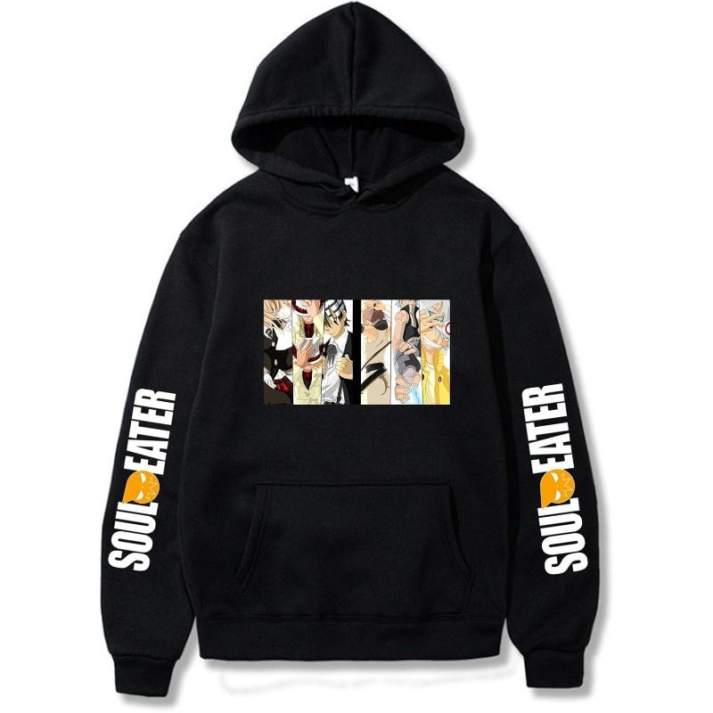 Soul Eater Anime Graphic Hoodie Unisex Front Manga Panel Sleeve Character Print Sweatshirt Men Women Harajuku Streetwear Casual Hooded Pullover Top