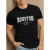Европейские размеры Мужская футболка Houston с принтом - Короткий рукав, Повседневная и спортивная одежда с надписями и принтом, Комфортный крой на все сезоны, Доступны большие размеры