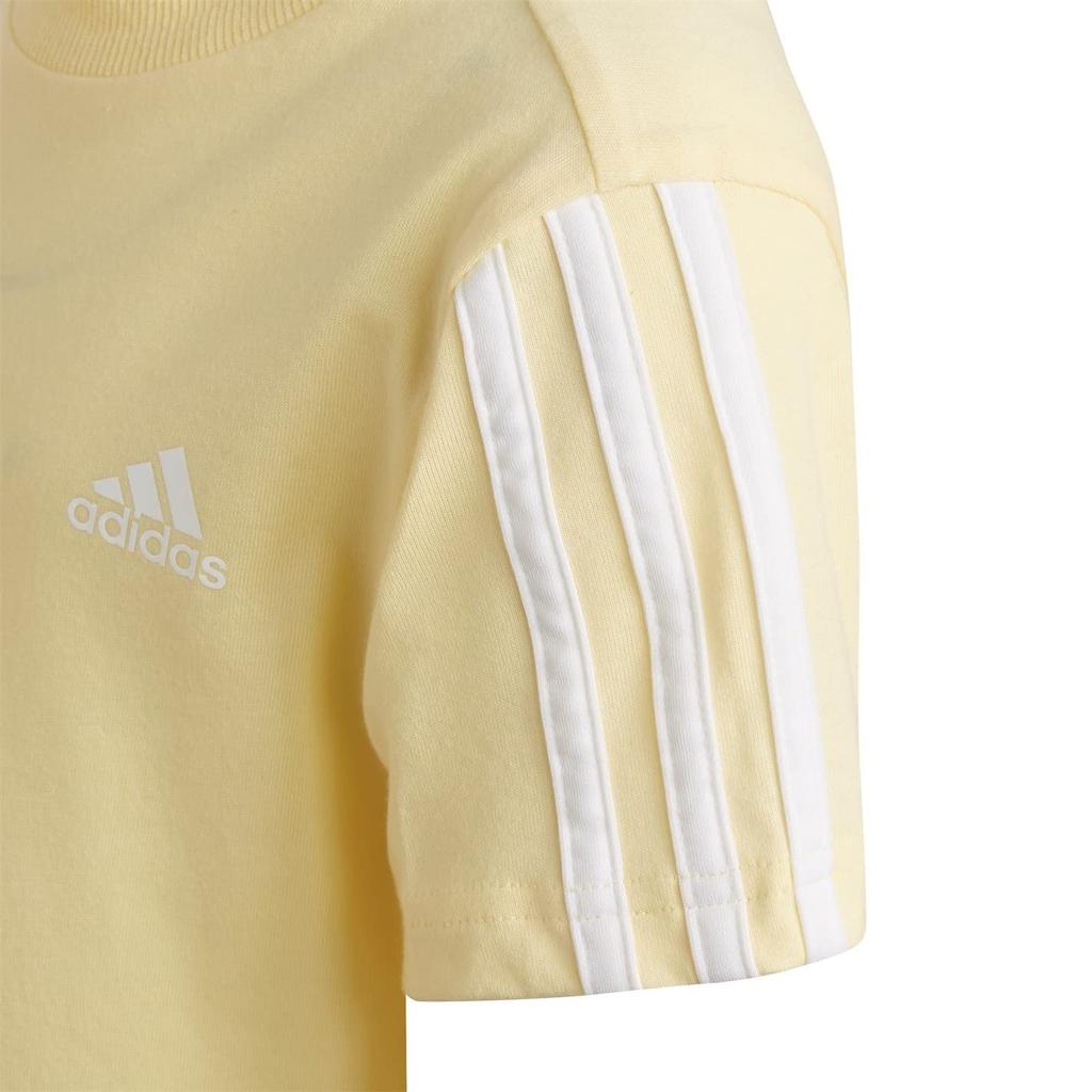 Adidas Essentials Футболка с коротким рукавом DJ080 Почти 110 Детская с 3 полосками Желтый/Белый (HN8884)