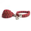 Dog Collar with Bow Tie Christmas Red Plaid Metal Buckle Big and Small Dog Cat Necklace and Dog Collar Leash Set Pet Accessories