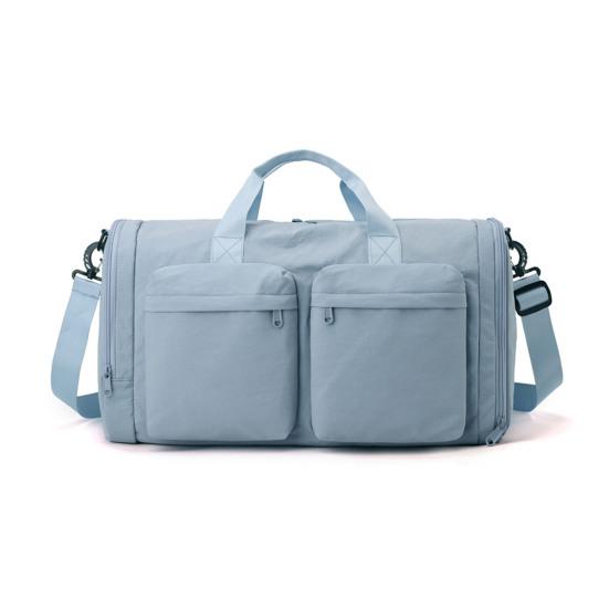 Foldable Gym Tote Unisex Duffle Bag with Shoe Compartment Wet Pocket Nylon Weekender Bag for Fitness Travel