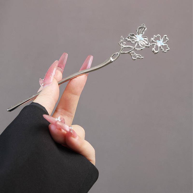 Новая блестящая заколка для волос с битым хрусталем для женщин, неокитайский стиль, бабочка, павлинье перо, бантик, палочка для волос, аксессуар для волос для девочек