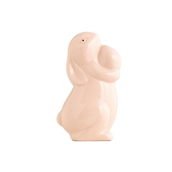 Easter Ceramic Bunny Figurine Holding Egg Look-up Rabbit Statue Sculpture Spring Easter Holiday Party Decoration