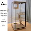 Luxury Solid Wood Cat Villa: Panoramic Glass Cat House with Bed and Indoor Cat Cabinet