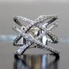 Huitan Creative Cross Rings Wide Rings for Women Luxury Wedding Band Accessories Cool Finger Accessories Party New Trend Jewelry