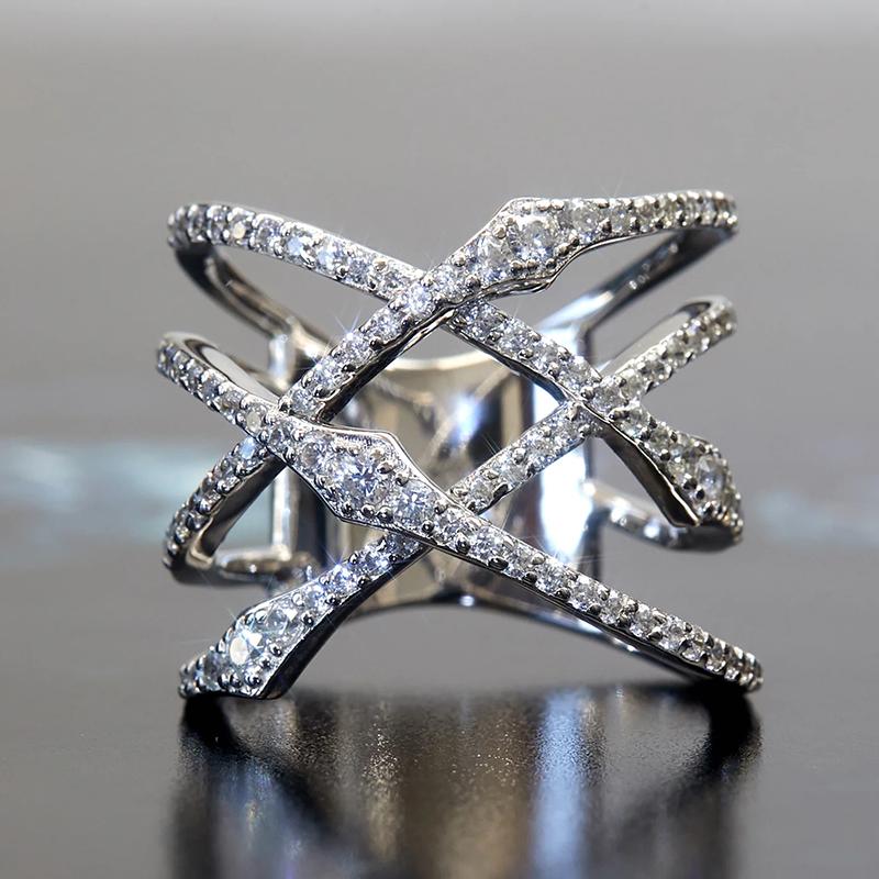 Xiaomi Huitan Multi-layer Shiny Cubic Zirconia Ring for Women Gorgeous Party Statement Luxury Wedding Elegant Fashion Jewelry for Gift