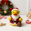 Рождественская фигурка утки Санта-Клаус Олень Эльф Снеговик Статуэтка утки Полимерная смола Скульптура животного Рождественская праздничная вечеринка Настольное украшение Орнамент