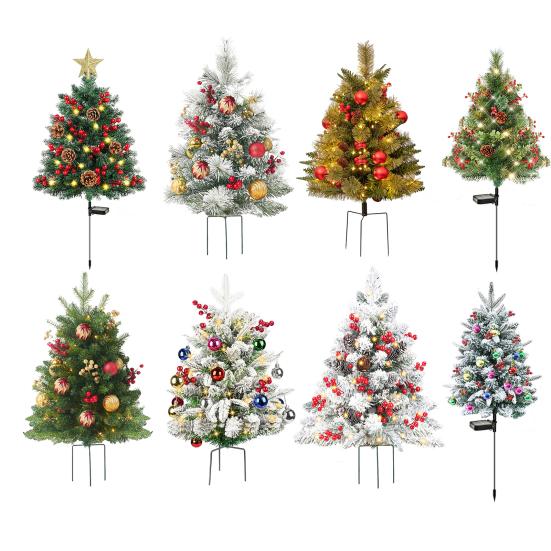 23-дюймовый светящийся искусственный рождественский наполнитель для урны, предварительно освещенная рождественская сосна с шишками, красными ягодами, треногой-колышком и светодиодной подсветкой, наполнитель для уличного крыльца