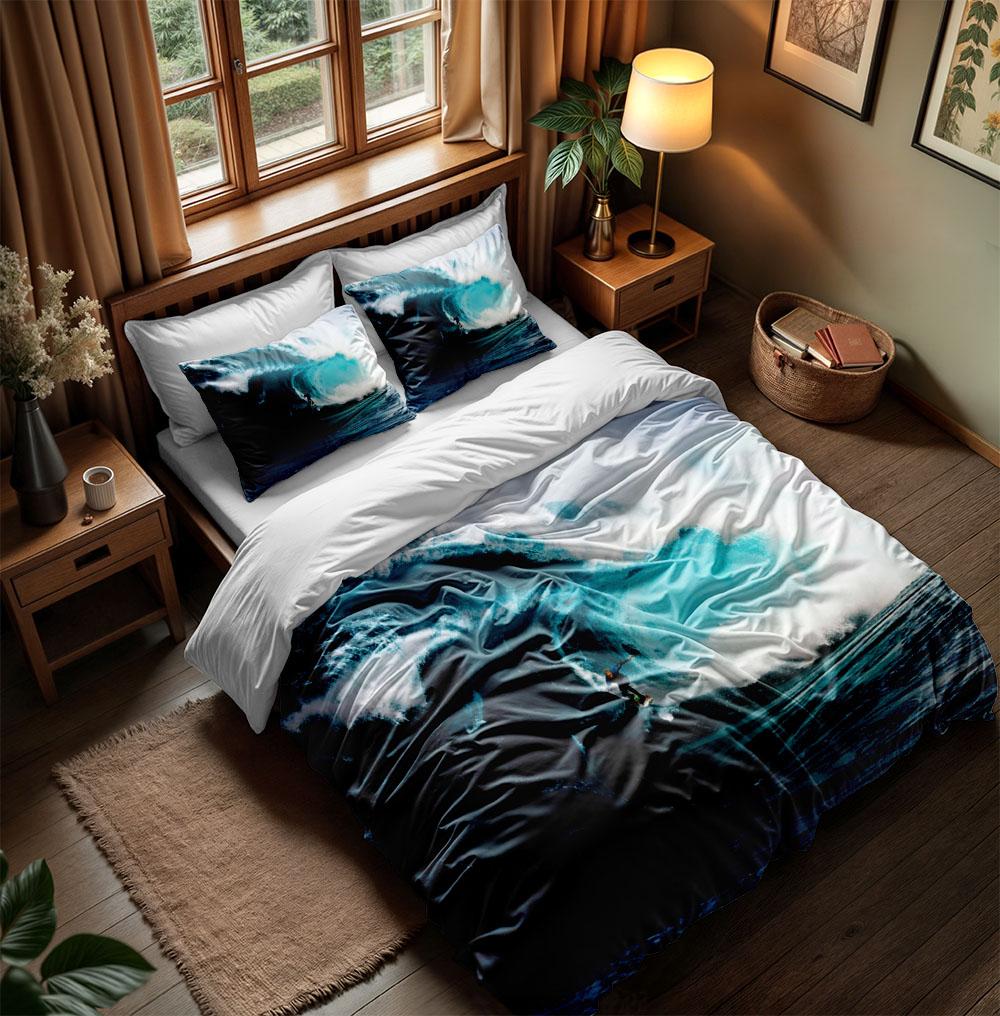 Turquoise Water Surfing Summer Customized Duvet Cover Set Uk Single Double Queen Us Twin Full King Size Among Bed Linen Set