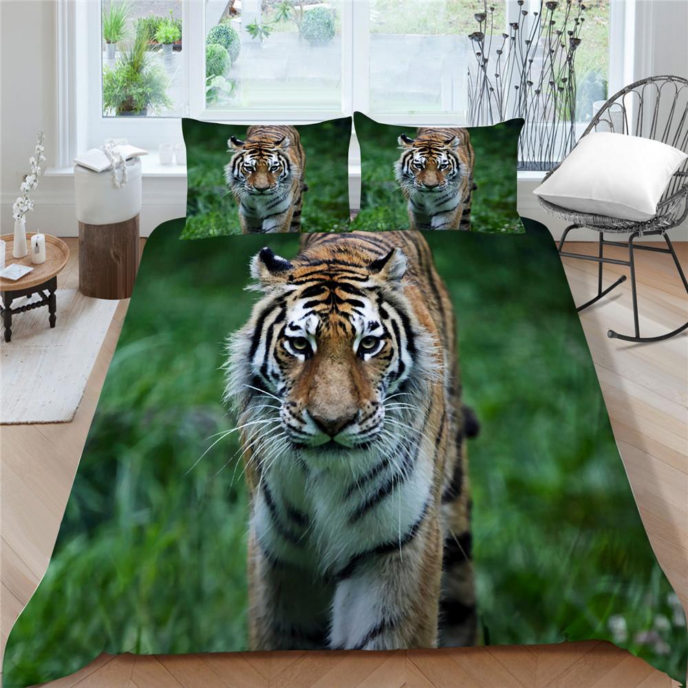Комплект пододеяльников с 3D-принтом тигра, домашнее постельное белье, уникальный дизайн, полиэстер, комплекты постельного белья King Queen Size