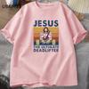 Jesus The Ultimate Deadlifter Gym Working Out Fitness Vintage T Shirt for Men T-shirt Male Cotton Summer Men's T-shirt Clothes
