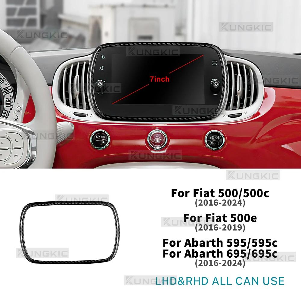 Hard Dry Carbon Fiber For Abarth 595 695 595C 695C Fiat 500 500C 2016-2024 Fiat 500e 2016-2019 Car 5/7inch Navigation Frame Trim