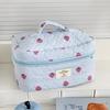 Women Cosmetic Bag Cute Zipper Blue Pink Strawberry Travel Organizer Toiletry Makeup Storage Pouch Handbag Ladies Zipper Bag