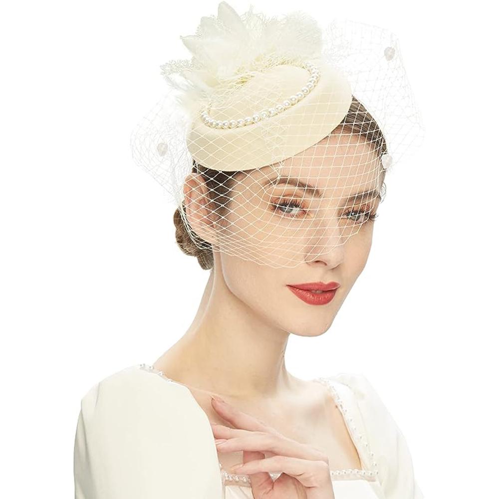Шляпы 20-х 50-х годов, винтажные чародеи для женщин, шляпы для чаепития с повязкой на голову с сетчатой ​​вуалью из перьев