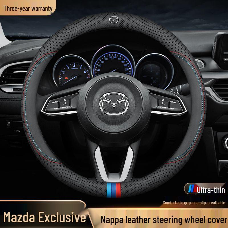 Оригинальная кожаная оплетка руля Mazda для 3, CX-5, Atenza, CX-4, 6 - Универсальная всесезонная.