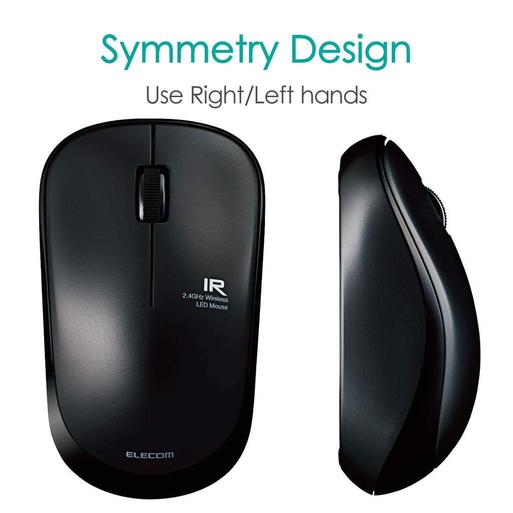 ELECOM Mouse Wireless M Size 3 Buttons Quiet IR Sensor Power Saving Black (Receiver Included) M-IR07DRSBK