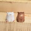 Cute Wooden Bear Figurines Solid Wood Mini Bear Statue Creative Polar Bear Ornament  Car
