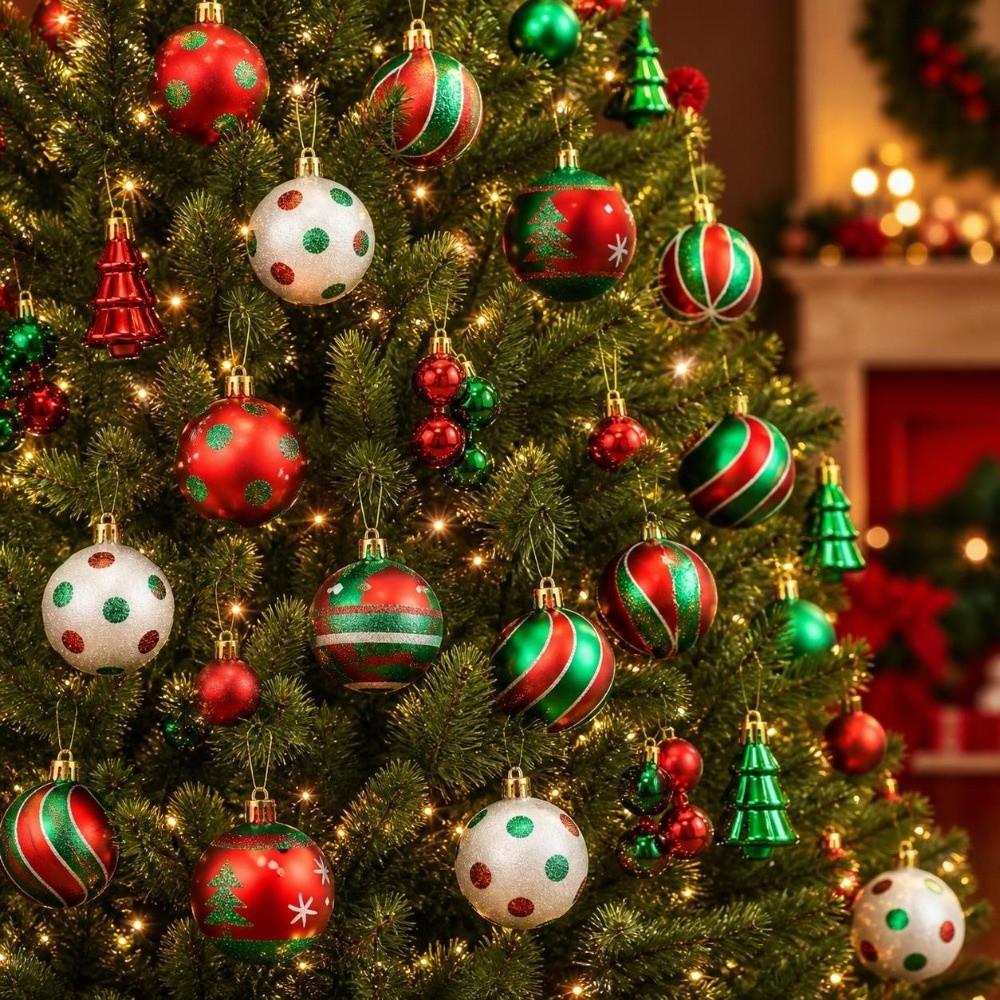 42Pcs/Set Creative Christmas Ball Shiny Xmas Baubles Durable Xmas Ornament Ball Showcase