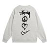 Classic Print Hoodie Mens Loose Fit Crewneck Cotton Sweatshirt Casual Wear