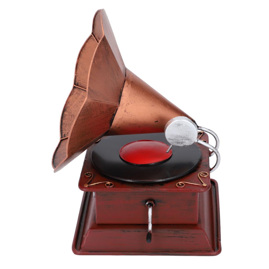 Vintage Phonograph Decor Iron High Simulation Exquisite Workmanship Antique Gramophone Model for