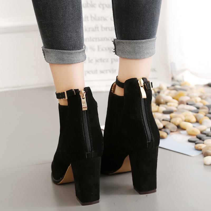 Women's Heeled Ankle Boots Fashion Sexy Pointed Woman Short Boots Spring Autumn New Plus Size 43 Women Shoes Botas De Mujer