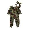 0-6M Baby Boys Girls Bodysuits Camouflage Rompers And Headband Suits Spring Autumn