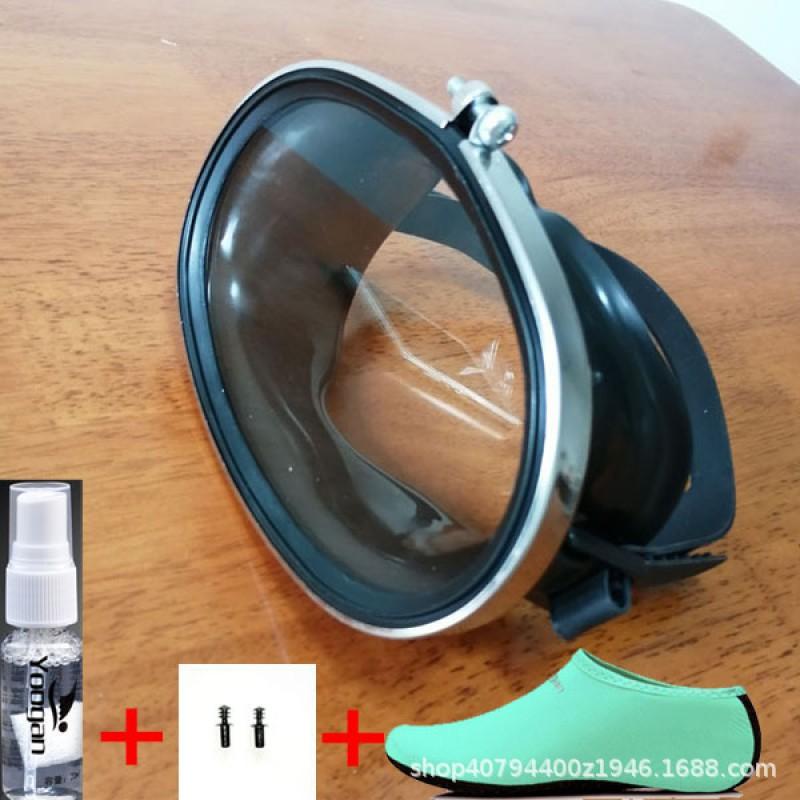 Professional Diving Goggles With Anti-Fog Clear Glass Lens Wide Vision Swim Mask Adults Black Frame Slim Fit