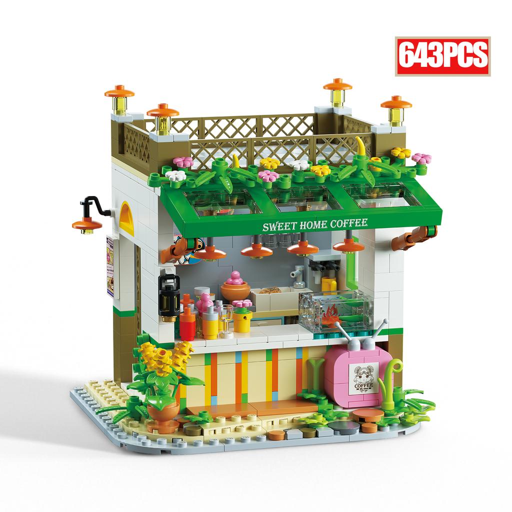 NEW MINI Set Flower Bouquet House Model Building Blocks MOC Street View Fairy Tale Town Bricks Assembly Children Kids Toys Gifts