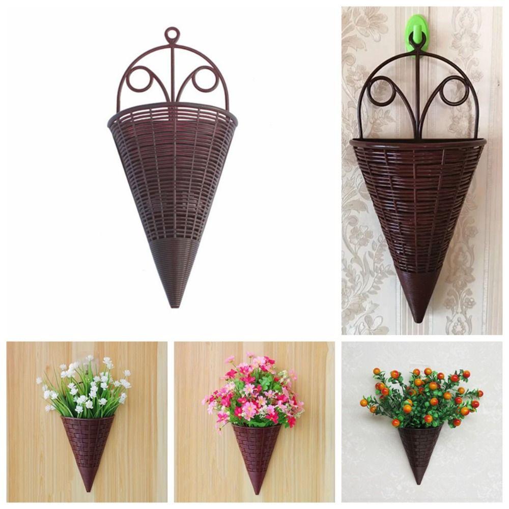 Plastic Imitation Rattan Hanging Flower Basket Simulation Flower Vase Pot  Indoor Decoration